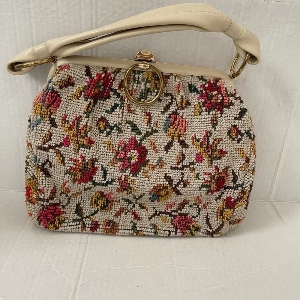 Women’s Dova Vintage 1950’s Empress Tapestry Handbag Floral Handbag Embroidered - Picture 7 of 7